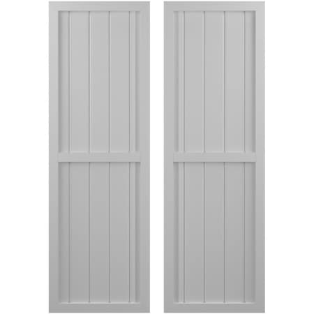 Ekena Millwork Americraft 5-Board Exterior Wood 2 Equal Panel Framed Board-n-Batten Shutters, ARW101BF518X39PRH ARW101BF518X39PRH